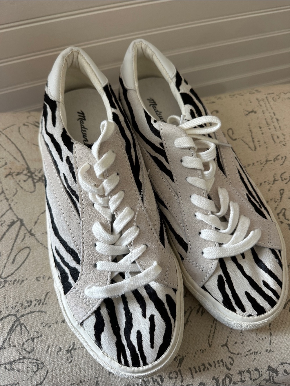 Madewell Zebra-Print Low-Top Sneakers in White and Black 8